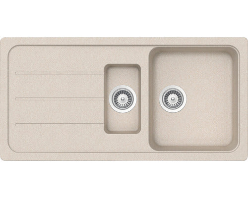 Chiuveta Bucatarie Cu 1 Cuva + ½ Schock Formhaus D-150l 100x50 Cm, Cu Picurator, Reversibila, Cristalite Sabbia