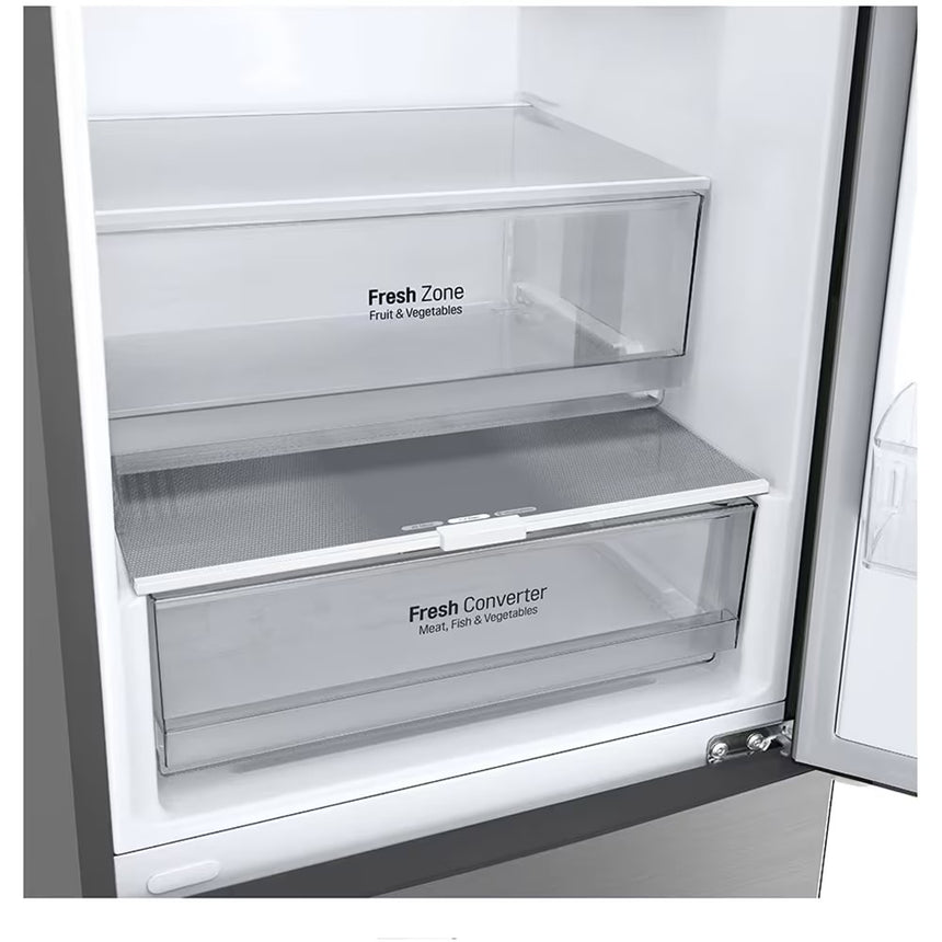 Combina frigorifica LG GBP62PZNCN1, 384 l, No Frost, Compresor Smart Inverter, DoorCooling+, Clasa C, H 203 cm, Argintiu