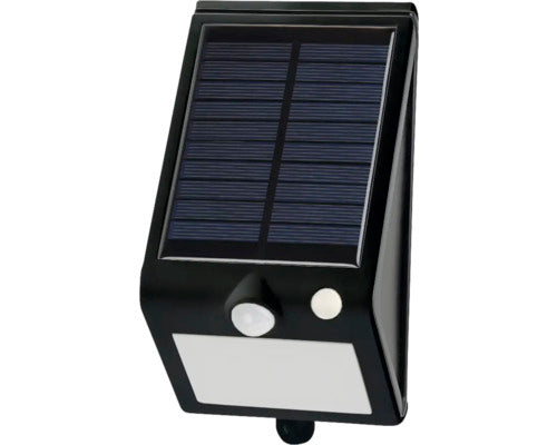 Lampa solara de perete Flink , detasabila, cu senzor de miscare, 230 lm, acumulator 3.7V 1200mAh 18650 Li-ion, IP44, Negru