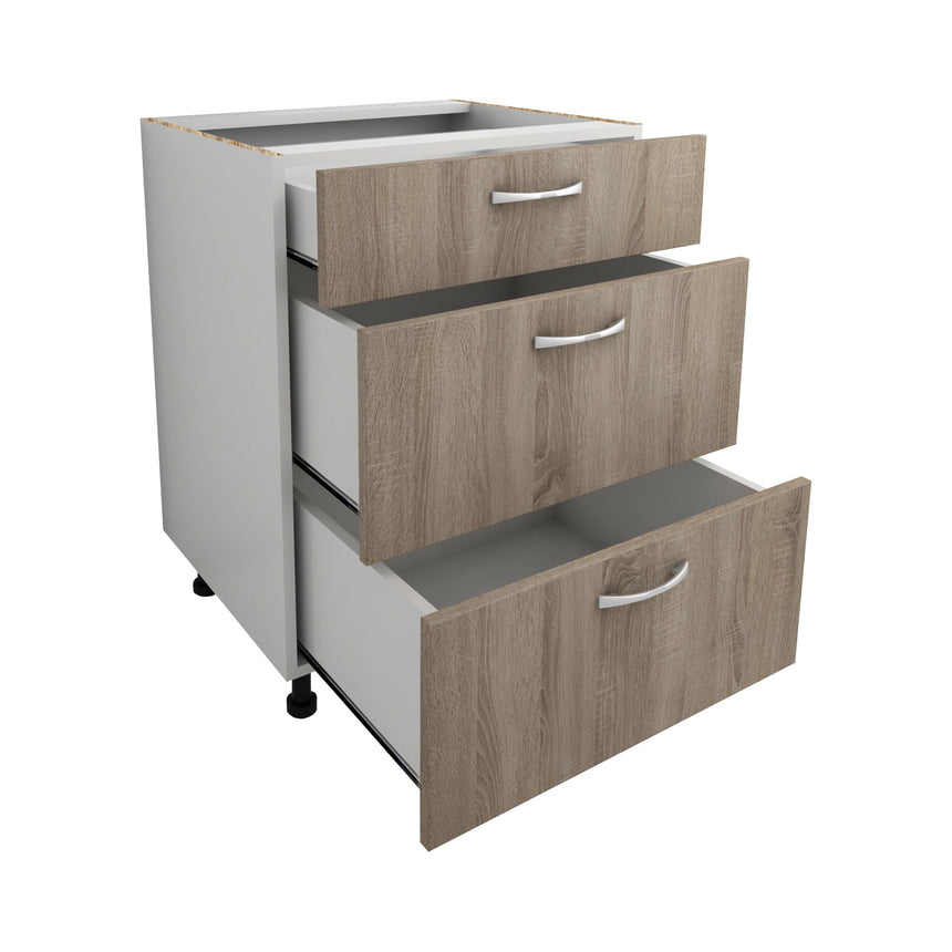 Corp Baza haaus Karo, 3 Sertare, Stejar Sonoma Inchis/Alb, 60 x 50 x 80 cm