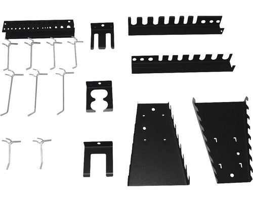 Set Carlige & Suport Unelte Pentru Panou Perforat, 17 Piese, Pentru Cod 8910137