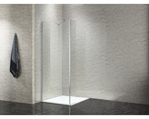 Perete lateral pentru dus tip walk-in basano Modena, 28x195 cm, sticla securizata transparenta, profil cromat