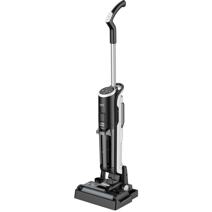 Aspirator vertical 3 in 1 cu mop Beko VRW80318VB, 0.74l, 18V, 250 W, Filtru Hepa 10, autonomie max 25 min, display LED, Functie auto-curatare, rezervor dublu de apa, Alb/Negru