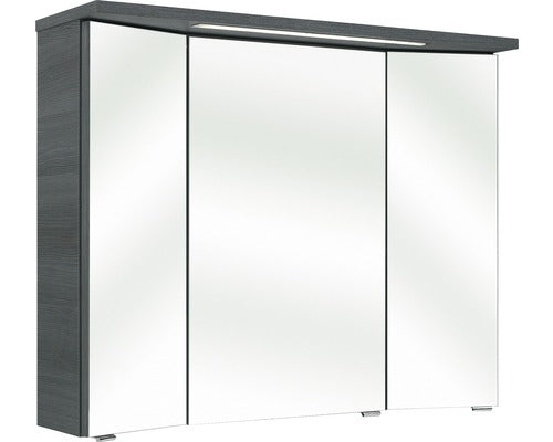 Dulap baie cu oglinda PELIPAL Enna I, 3 usi, iluminare LED, PAL, 72x90 cm, grafit, IP 44