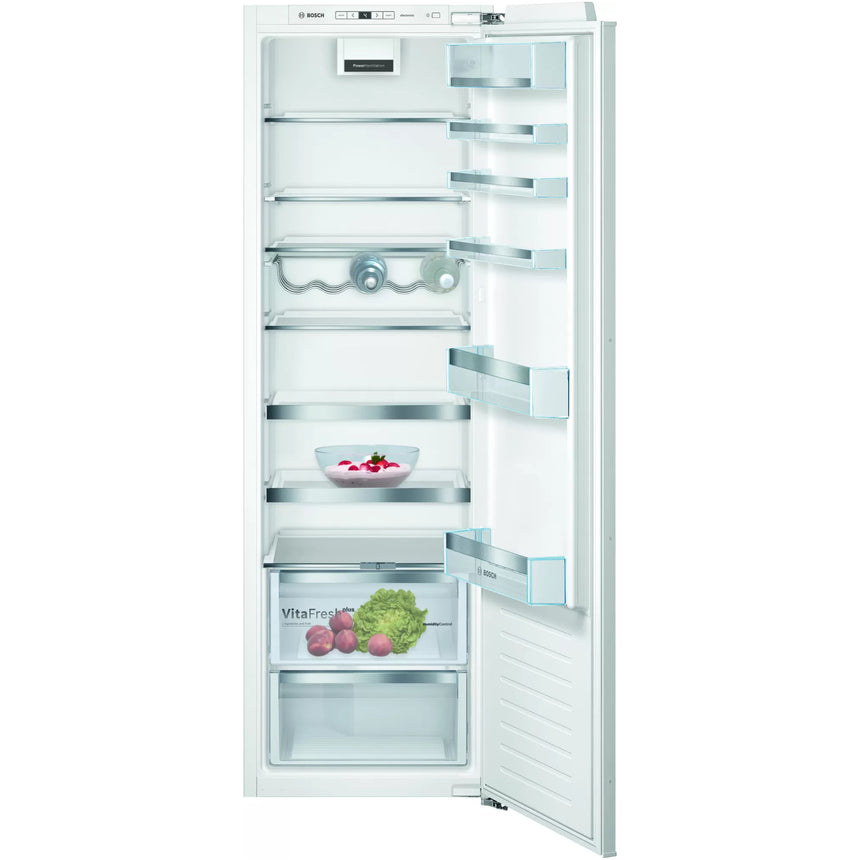 Frigider incorporabil cu 1 usa Bosch KIR81AFE0, 319 l, Clasa E, FreshSense, Raft ajustabil, SuperCooling, VitaFresh, H 177 cm, Argintiu