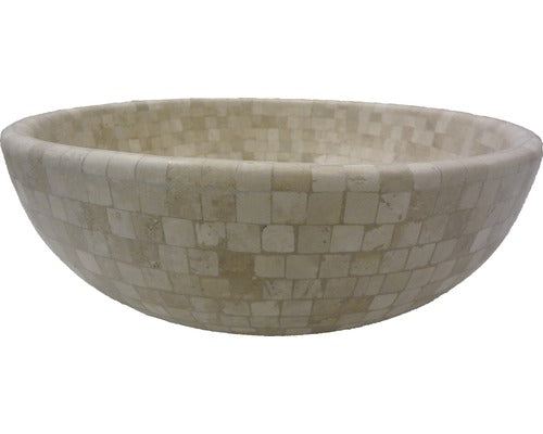 Lavoar Rotund din Travertin Mega 16, 40,6x15 cm, Crem
