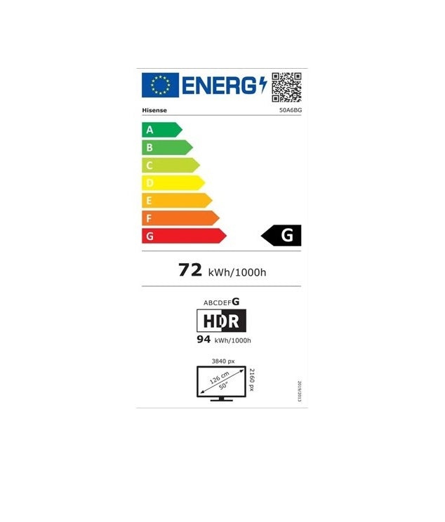 Televizor LED Smart HISENSE 50A6BG, Ultra HD 4K, 126 cm, Clasa G, Negru