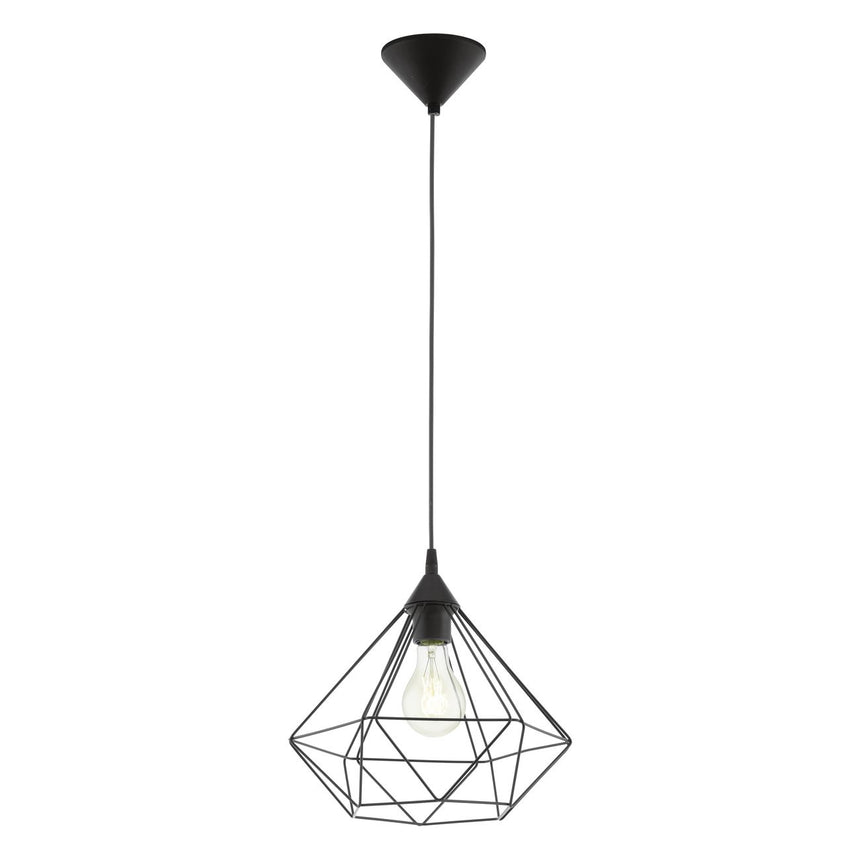 Pendul vintage Tarbes, EGLO, 1xE27, otel, plastic, negru, 110 x 32.5 cm, inaltime reglabila, IP20