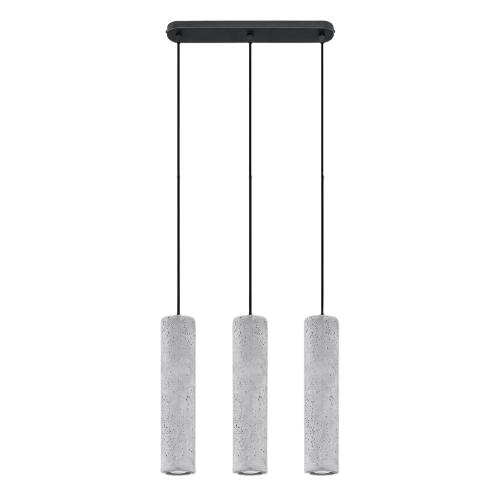 Lampa suspendata Luvo gri beton 3 becuri tub industrial de interior