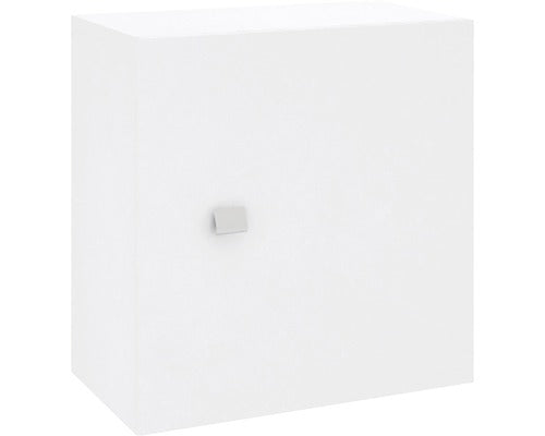 Dulap baie cub suspendat SAVINIDUE Moon, 1 usa, PAL, 45x45 cm, alb lucios