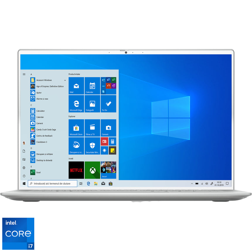 Laptop Dell Inspiron 14 7400 cu procesor Intel Core i7-1165G7, 14.5"(16:10) QHD+, 16GB, 1TB SSD, Intel Iris Xe Graphics, Windows 10 Home, Silver