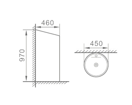 Lavoar Freestanding Rotund, 45 cm, Negru Mat, P704MB