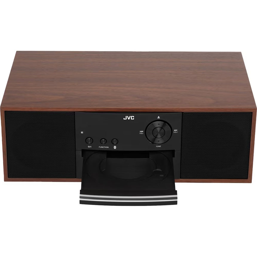 Microsistem audio JVC RD-E761, 16 W, Bluetooth, FM, player CD, USB, conversie CD audio in mp3, intrare AUX, Lemn