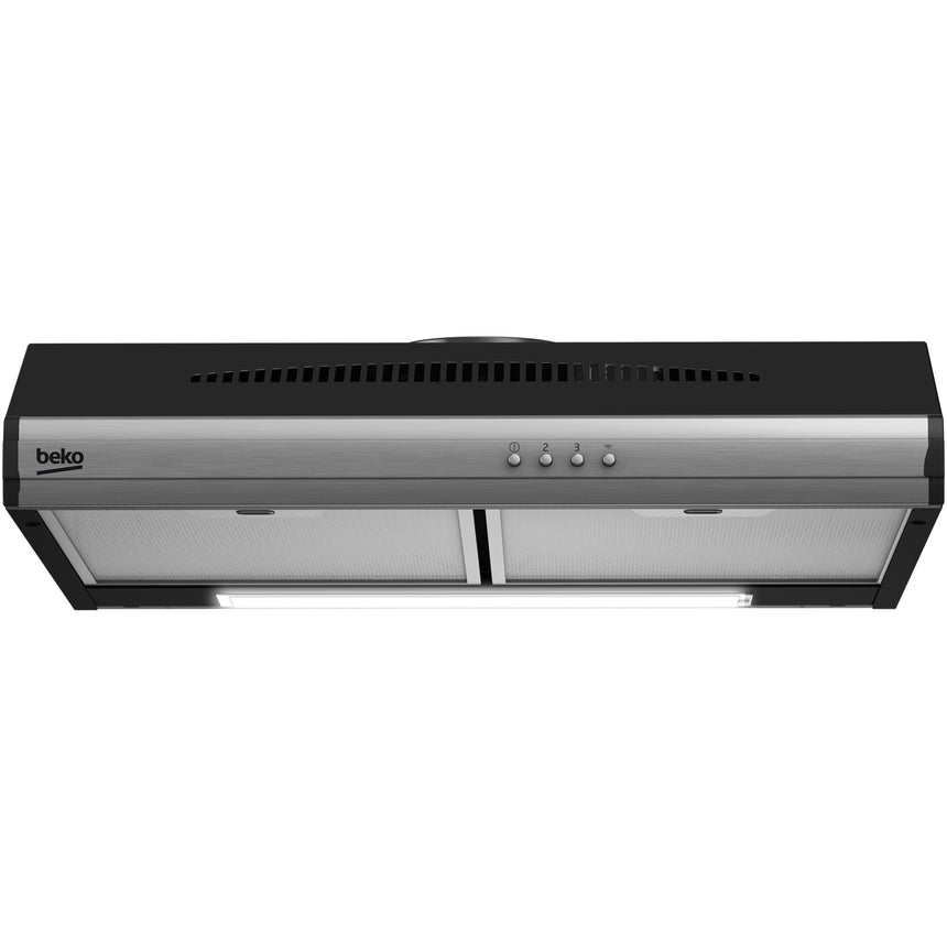 Hota traditionala Beko HNS61320X, putere de absorbtie 380 m3/h, 2 motoare, 60cm, negru/argintiu
