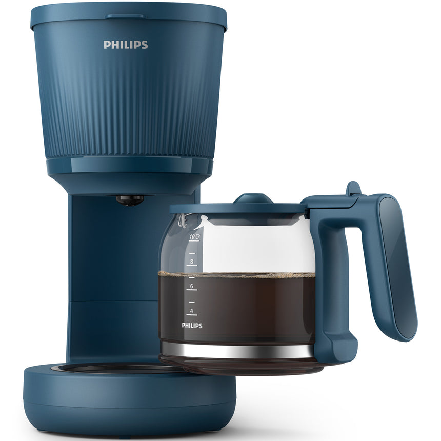Cafetiera Philips HD7411/70 seria 3000, vas de 1.3L, sistem anti-picurare, filtru permanent, oprire automata, albastru