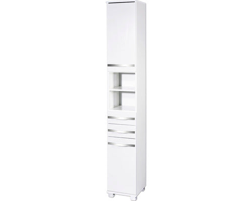 Dulap Baie Inalt Diana 300, 2 Usi 2 Sertare, PAL, 30,3x194,2 cm, Alb Lucios