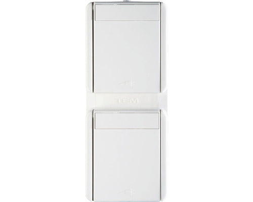 Priza Dubla Cu Impamantare Tem Fontana Ip44 Alb, Montaj Aplicat Vertical
