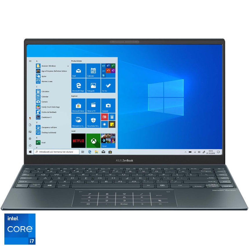 Laptop ultraportabil ASUS ZenBook 13 OLED UX325EA cu procesor Intel® Core™ i7-1165G7 pana la 4.70 GHz, 13.3", Full HD, 8GB, 512GB SSD, Intel Iris Xᵉ Graphics, Windows 10 Home, Pine Grey
