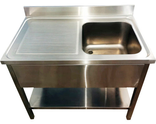 Spalator cu Polita si o Cuva, cu Picurator pe Stanga, 140x70x85 cm, Cuva 50x50x30 cm, Inox