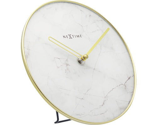 Ceas De Masa Nextime Marble Alb/auriu Ø 20 Cm