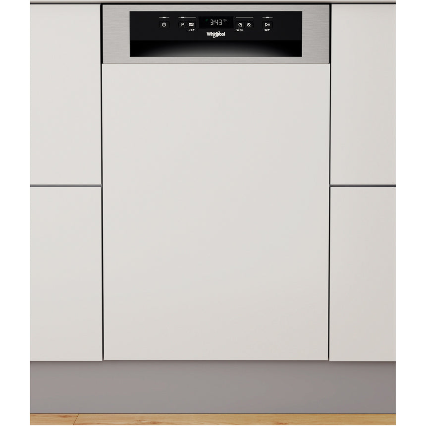 Masina de spalat vase incorporabila Whirlpool WSBC 3M27 X, 10 seturi, 6 programe, Clasa E, 45 cm, Inox