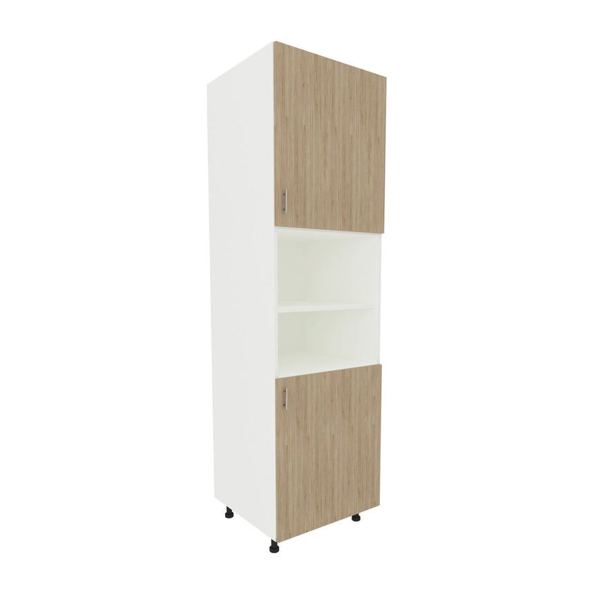 Corp Turn haaus Karo, 2 Usi, cu spatiu cuptor, Lemn Natural/Alb, 60 x 57 x 210 cm