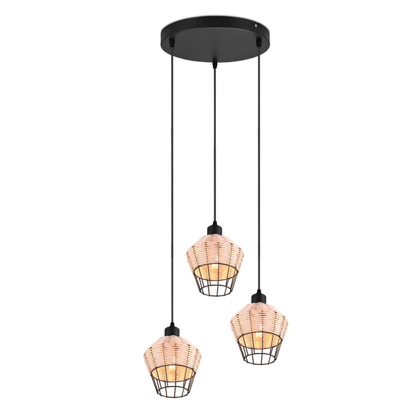 Lustra Borka, RL, Metal, Soclu E27, Negru/Bej