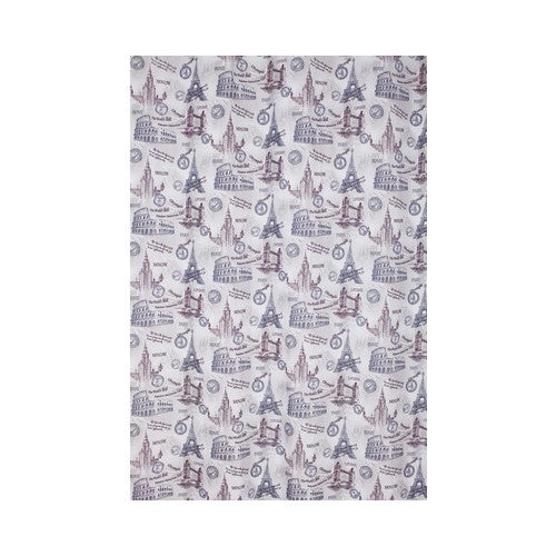 Draperie cu model, 140x245 cm, prindere pe inele