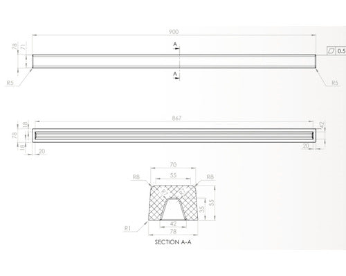 Prag cabina dus drept din granixit 80 cm Platina