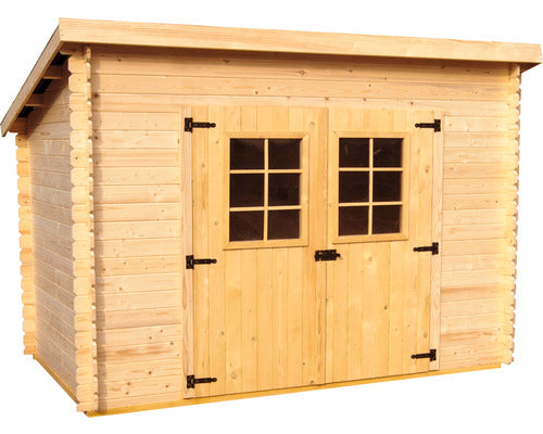 Casuta De Gradina Habrita Fara Podea Lemn Masiv 304x199 Cm Natur