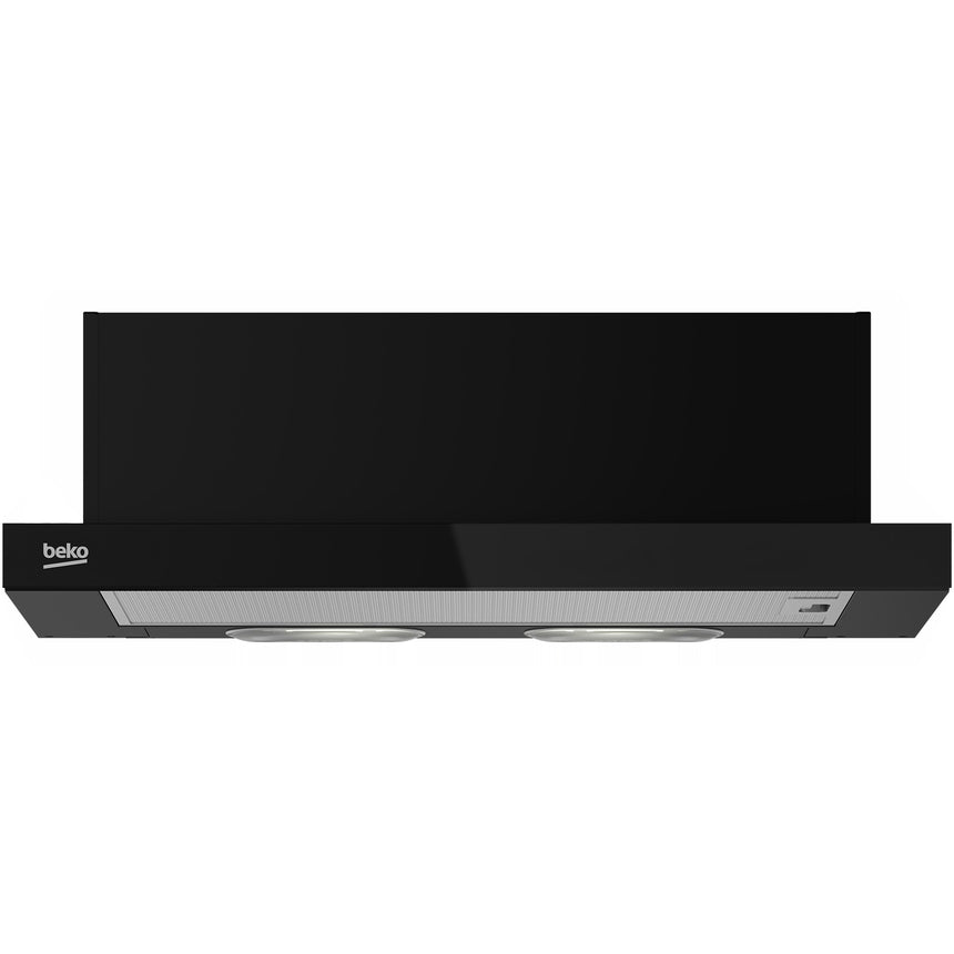 Hota incorporabila telescopica Beko HNT61110BH, Putere absorbtie 291 m3/h, 3 trepte de viteza, 60 cm, Negru