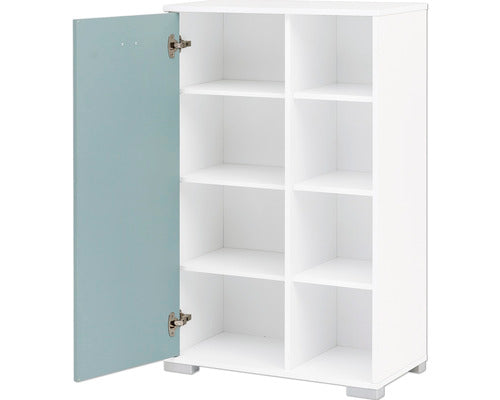 Dulap Baie Midi Asezat Kimi HB 650, 1 Usa, PAL, 105,2x65,3 cm, Alb Creta Albastru