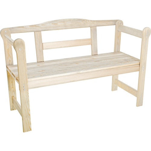 Banca de gradina, din frize de lemn, cu 2 locuri, natur, 45 x 118 x 78 cm