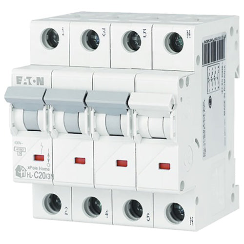 Siguranta electrica automata EATON 194812, HL-C20/3N, latime 4 module, 4,5kA, 3P+N, caracteristica C, 20A