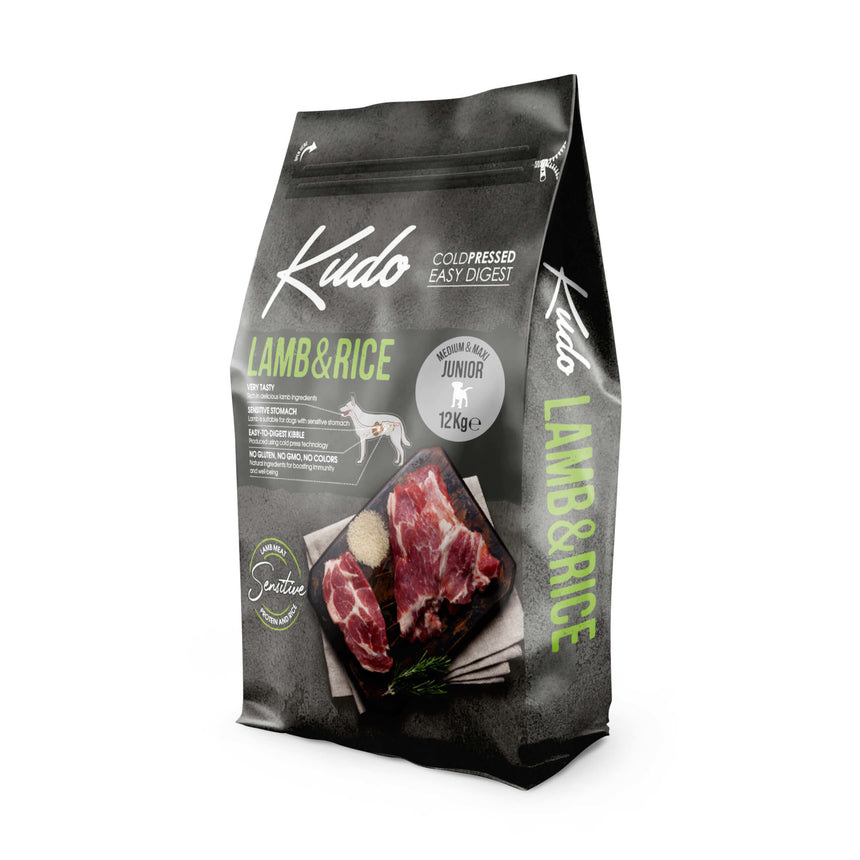 Hrana uscata, Kudo Junior Mediu-Maxi, presata la rece, Miel si Orez, 3kg
