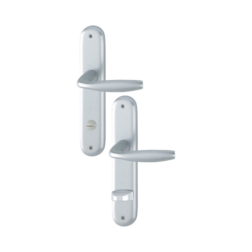 Maner usa interior, Hoppe New York, cu sild pentru baie, culoare argintiu, 90mm