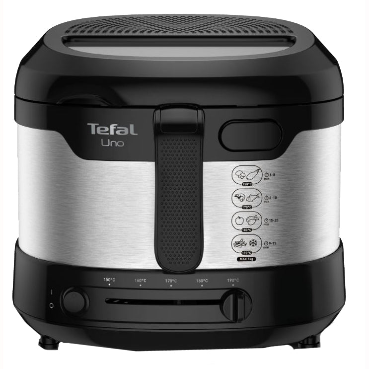 Friteuza Tefal Uno FF215D30, 1350W, 1.8L, termostat reglabil 150 - 190°C , 4 persoane, monitorizare usoara, negru/argintiu