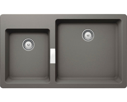 Chiuveta Bucatarie Cu 2 Cuve Schock Signus N-175 86x50 Cm, Fara Picurator, Nereversibila, Cristadur Silverstone