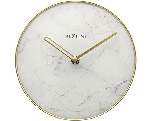 Ceas De Masa Nextime Marble Alb/auriu Ø 20 Cm