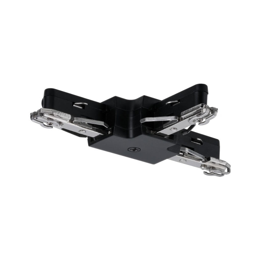 Conector in T, Paulmann, Plastic, 230 V, Negru/Argintiu