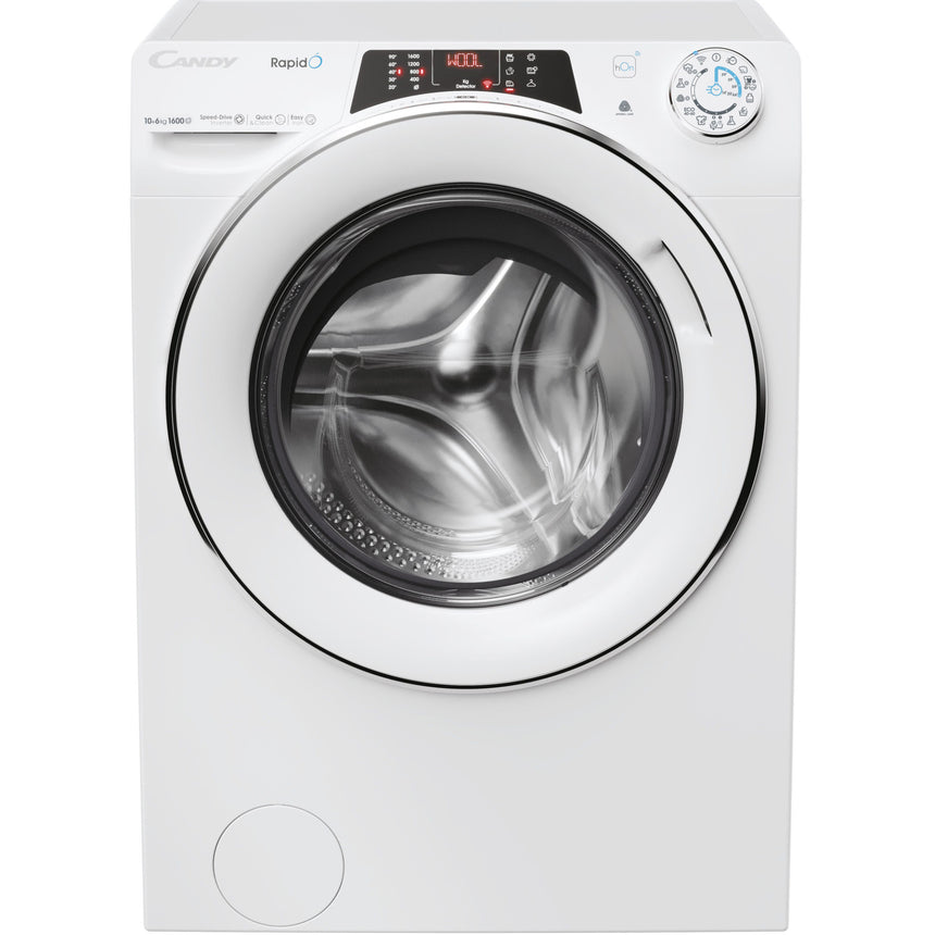 Masina de spalat rufe cu uscator Candy Rapido ROW 4964DWMT\1-S, 10 kg spalare, 6 kg uscare, 1600 RPM, Motor Inverter, Wi-Fi, Bluetooth, Steam, Quick&Clean, Clasa A, Alb