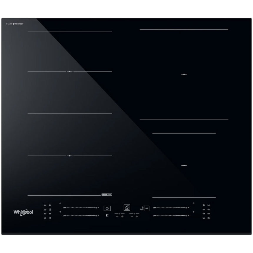 Plita incorporabila Whirlpool WF S5060 CPBF, Inductie, 4 zone de gatit, ChefControl, FlexiSide, 60 cm, Negru