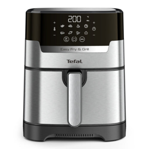Friteuza cu aer cald Tefal Easy Fry&Grill 2in1 air fryer EY505D15, 1400W, 4.2L, temperatura ajustabila, 8 programe, functie grill cu gratar incorporat, tehnologie Extra Crisp, vas detasabil, argintiu & negru