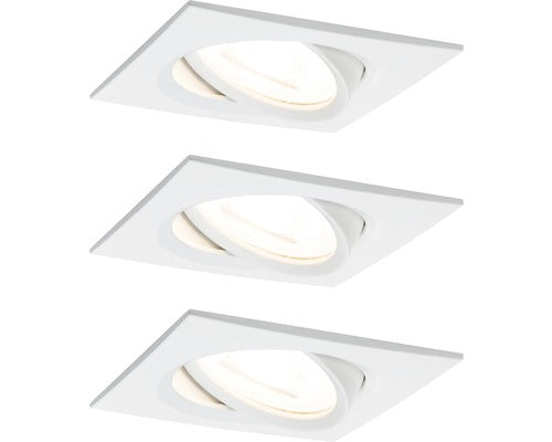 Spoturi Led Incastrate Nova Gu10 6, 5w 84x84 Mm, Becuri Led Cu 3 Trepte De Instensitate Incluse, Alb Mat, Pachet 3 Bucati