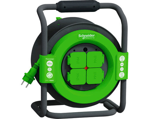 Prelungitor Electric Pe Tambur De Plastic Schneider 4 Prize 40m Cablu Pvc 3x1, 5 Mm², Pentru Exterior Ip44