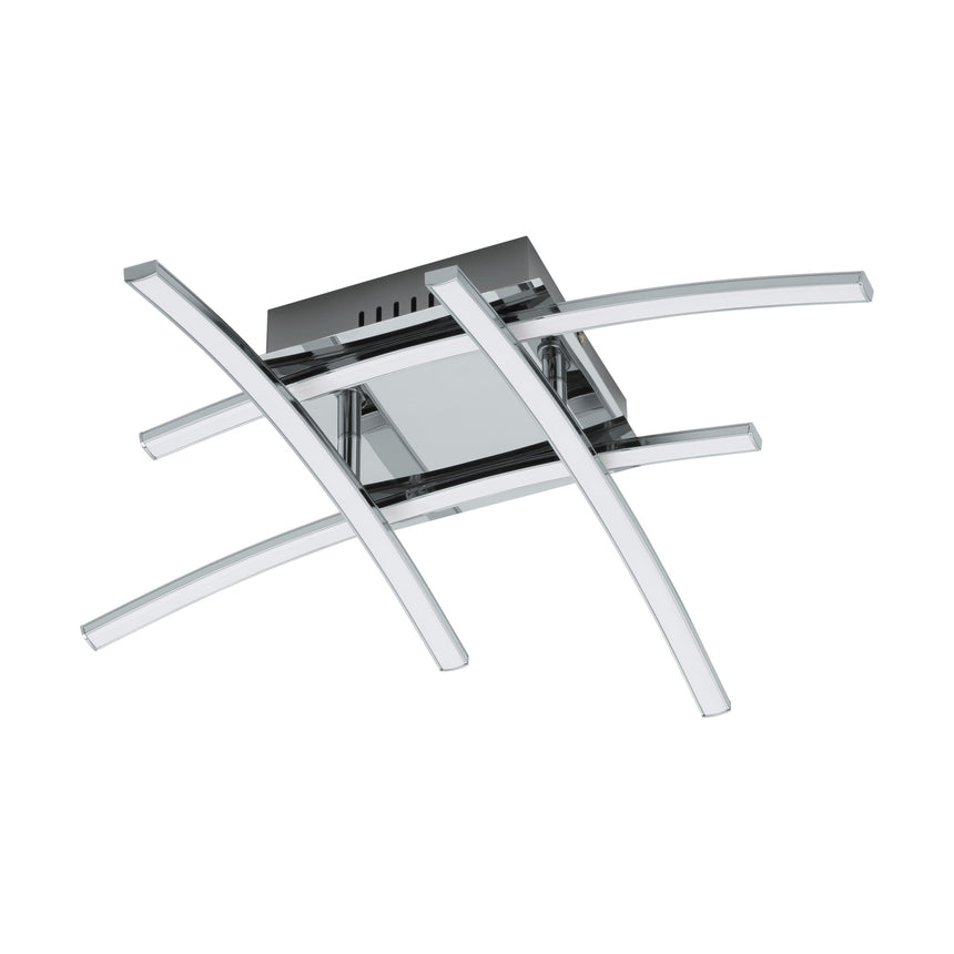 Plafoniera Nevado, EGLO, LED, 4x5W, 1880 lm, 3000K, lumina calda, aluminiu, crom, 50 x 50 x 11.5 cm, IP20