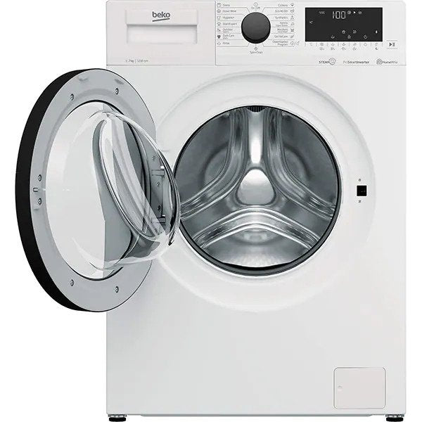 Masina de spalat rufe Beko WUE7626XBW, 7 kg, 1200 RPM, Clasa A, Motor ProSmart Inverter, HomeWhiz Bluetooth, SteamCure, Remote Control AddXtra, Aquawave, Alb