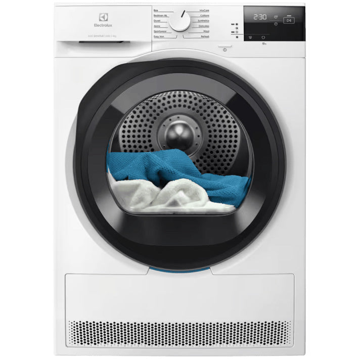 Uscator de rufe Electrolux EW6D295GE, Pompa de caldura, 9 kg, Clasa C, Sistem uscare GentleCare + Sensicare, Usa reversibila, Alb