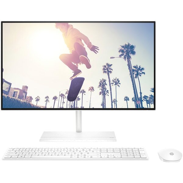 Sistem PC All in One HP 24-cb1054nq, Intel Core i7-1255U pana la 4.7GHz, 23.8" Full HD Touch, 16GB, 1TB, SSD 512GB, Intel Iris Xe Graphics, Free DOS, Alb