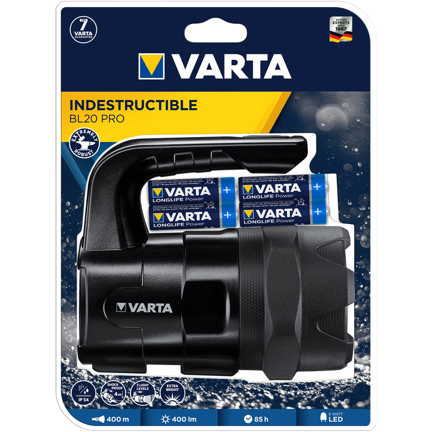 Lanterna LED Varta 18751 Xtreme BL20 PRO, rezistenta sporita, 6W, 400 lm, 6xAA/3xAA, IP54, lumina alba rece